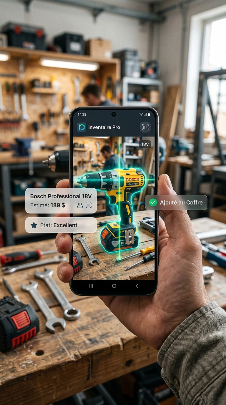 Scan IA d'outils en atelier